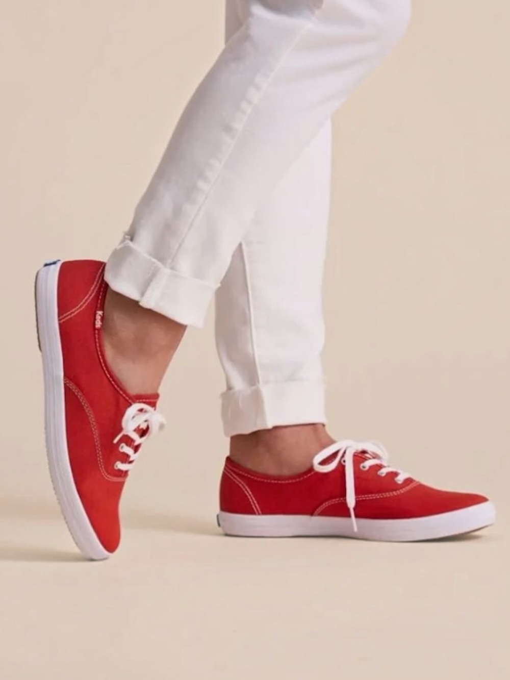 Keds Champion Aurora Red Organic Cotton Canvas Lace-Up Sneaker Sz 7 NEW